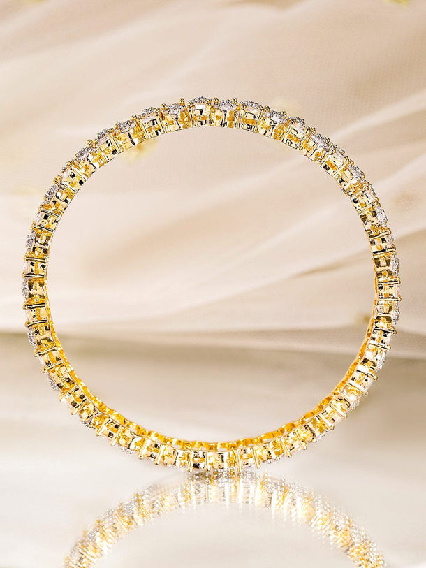 Rubans Set Of 2 Gold Plated CZ Stone Studded Bangles Bangles & Bracelets