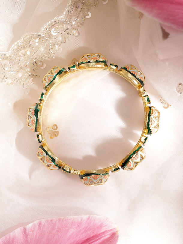 Rubans Set Of 2 Gold-Plated Kundan-Studded Bangles Bangles & Bracelets