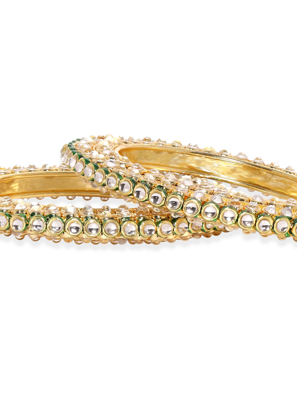 Rubans Set Of 2 Gold Plated Kundan Studded Bangles Bangles & Bracelets