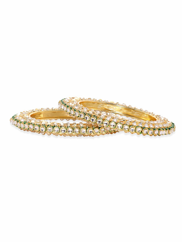 Rubans Set Of 2 Gold Plated Kundan Studded Bangles Bangles & Bracelets