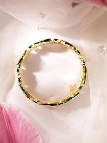 Rubans Set Of 2 Gold-Plated Stone-Studded Bangles Bangle