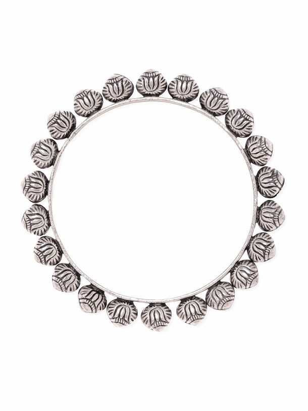 Rubans Set of 2 Handcrafted Oxidized Silver-Plated Bangles Bangles & Bracelets