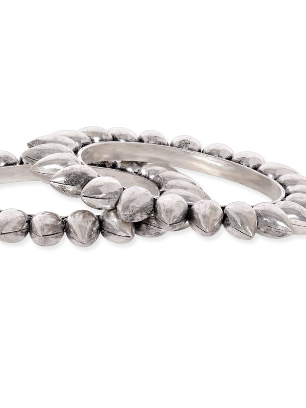 Rubans Set of 2 Oxidized Silver-Plated Bangles Vintage Elegance Bangles & Bracelets
