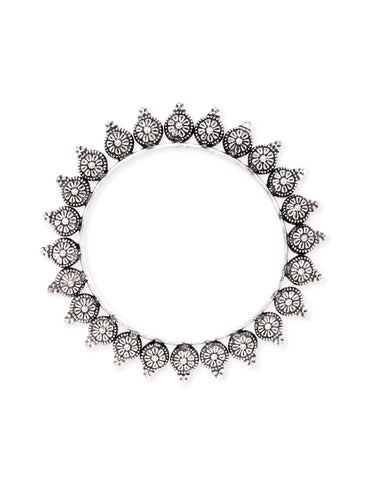 Rubans Set of 2 Oxidized Silver plated Bangles with Lotus Motif Bangles & Bracelets
