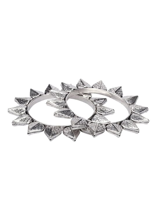 Rubans Set Of 2 Oxidized Silver-Plated Handcrafted Bangles Bangles & Bracelets