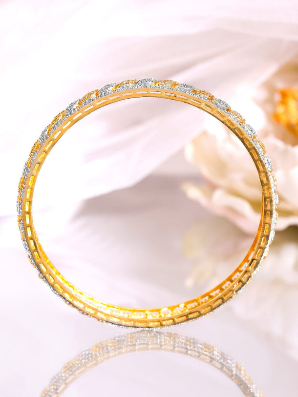 Rubans Set of 2 Rhodium & 18K Gold-Plated Cubic Zirconia Studded Bangles Bangles & Bracelets