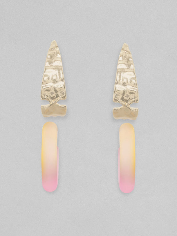 Rubans Set Of 2, Textured Gold & Transparent Hoop Earrings Earrings