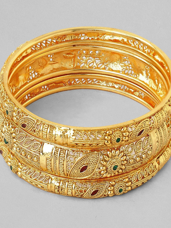 Rubans Set of 3 22K Gold-Plated Handcrafted Bangles Bangles & Bracelets