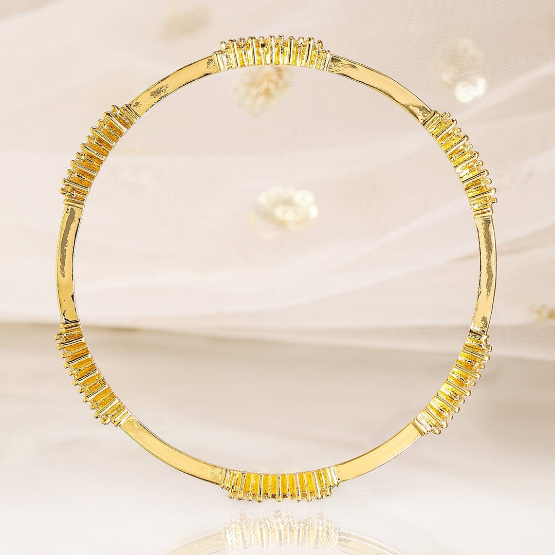 Rubans Set of 4, 22K Gold-Plated & Cubic Zirconia Studded Handcrafted Bangles Bangles