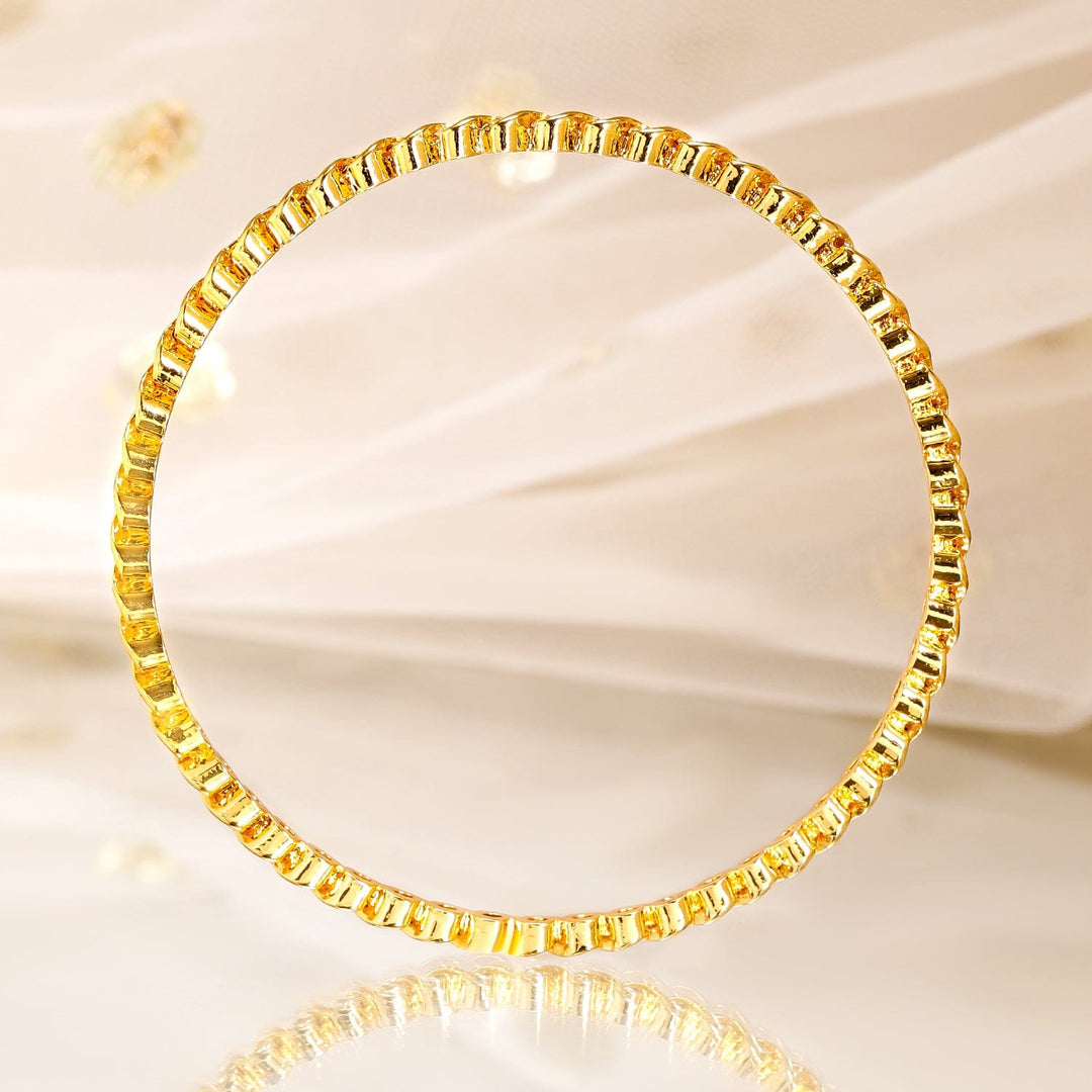 Rubans Set of 4, 22K Gold-Plated Cubic Zirconia Studded Handcrafted Bangles Bangles