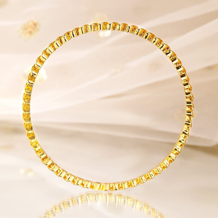 Rubans Set of 4, 22K Gold-Plated Cubic Zirconia Studded Handcrafted Bangles Bangles