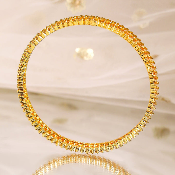 Rubans Set of 4, 22K Gold-Plated Cubic Zirconia Studded Handcrafted Bangles Bangles