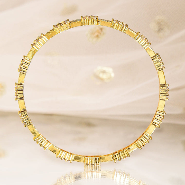 Rubans Set of 4, 22K Gold-Plated & Cubic Zirconia Studded Handcrafted Bangles Bangles