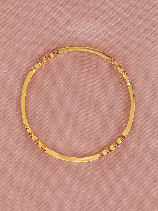 Rubans Set of 4 22K Gold-Plated Ruby Pink Stone Handcrafted Bangle Set Wristwear