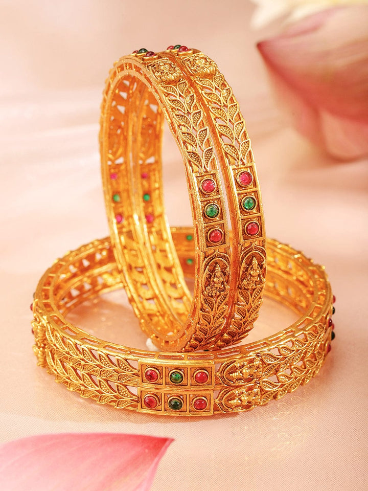 Rubans Set Of 4 22K Gold-Plated Stone Studded Bangles Bangles & Bracelets