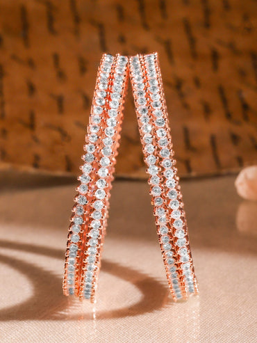 Rubans Set of 4 22K Rose Gold Plated Cubic Zirconia Stone Studded Classics Bangles Bangles & Bracelets