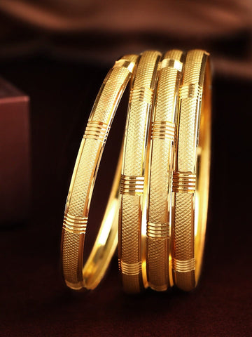 Rubans Set Of 4 24K Gold-Plated Handcrafted Bangles Bangles & Bracelets