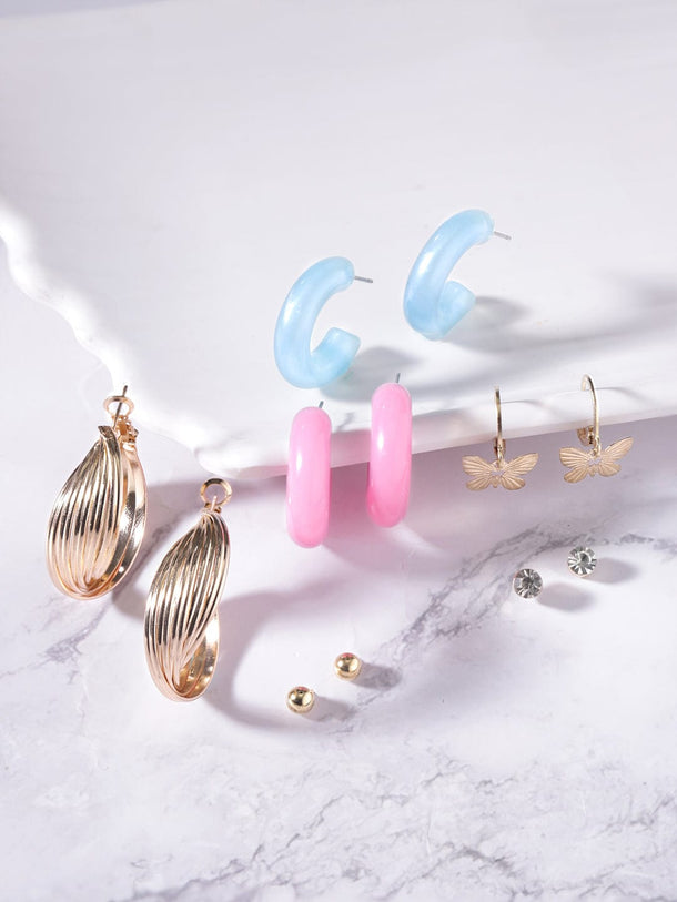 Rubans Set of 4, Blue Charming Set of Earrings Earrings