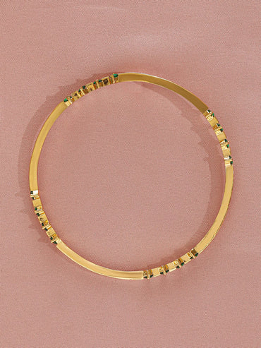 Rubans Set Of 4 Gold-Plated Emerald Stone-Studded Bangles Wristwear