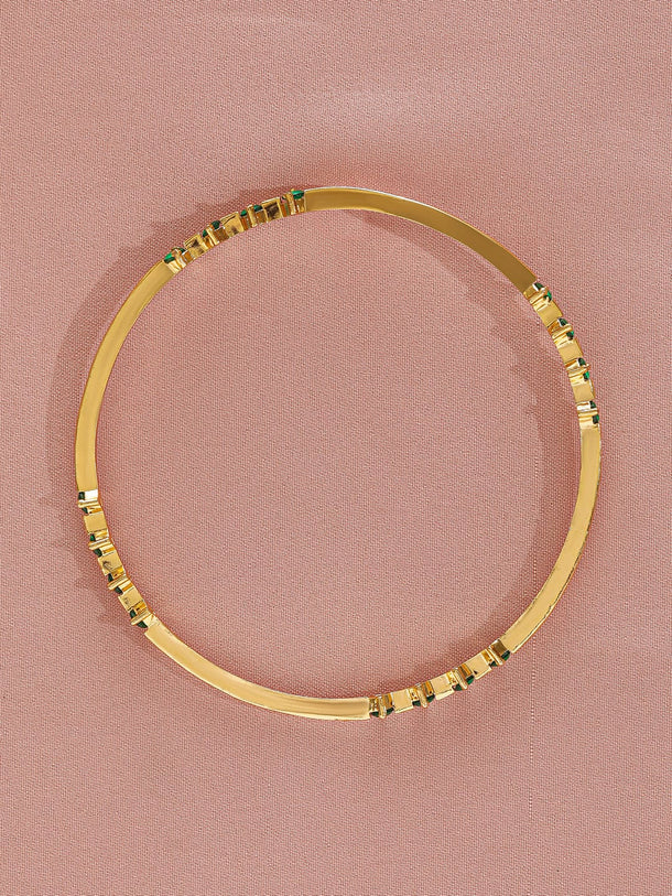 Rubans Set Of 4 Gold-Plated Emerald Stone-Studded Bangles Wristwear
