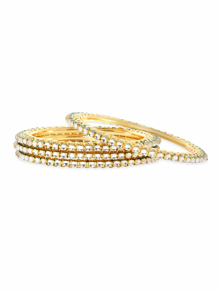 Rubans Set Of 4 Gold-Plated Kundan-Studded Bangles Bangles & Bracelets