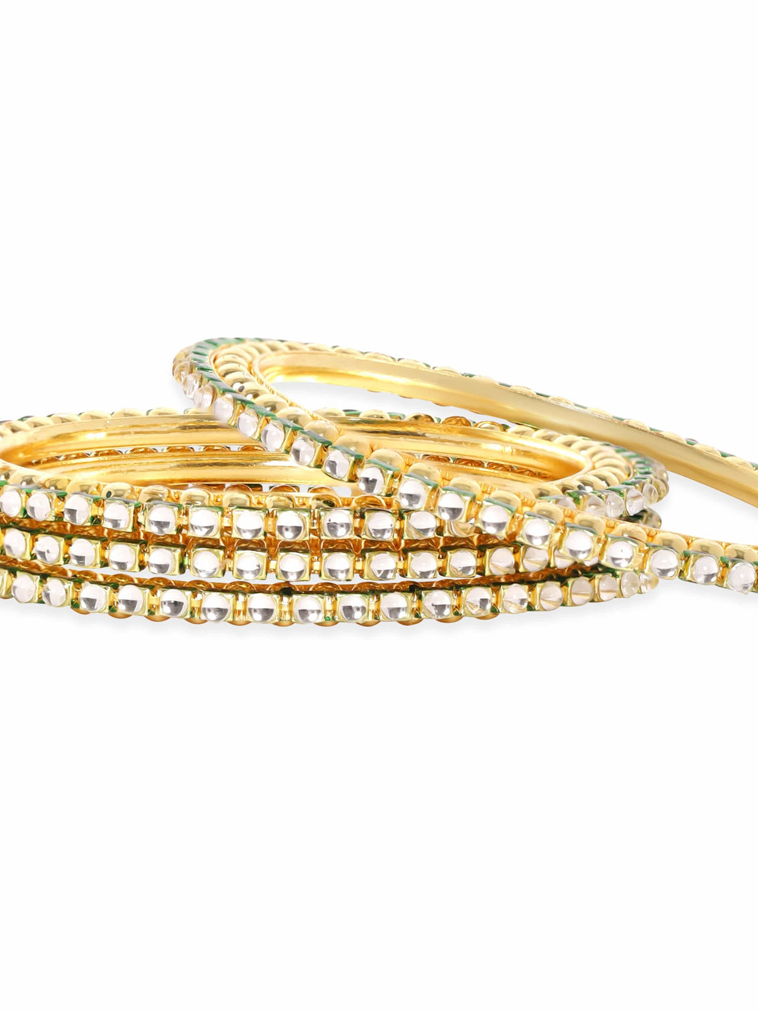 Rubans Set Of 4 Gold-Plated Kundan-Studded Bangles Bangles & Bracelets