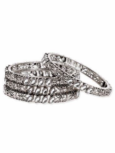 Rubans Set of 4, Oxidized silver plated Filigree handcrafted handcrafted bangles Bangles & Bracelets