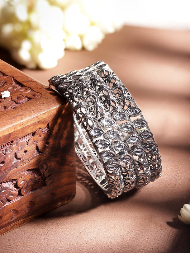Rubans Set of 4, Oxidized silver plated Filigree handcrafted handcrafted bangles Bangles & Bracelets