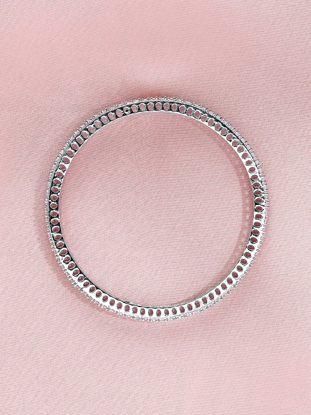 Rubans Set of 4 Rhodium-Plated Cubic Zirconia Studded Premium Handcrafted Bangles Wristwear