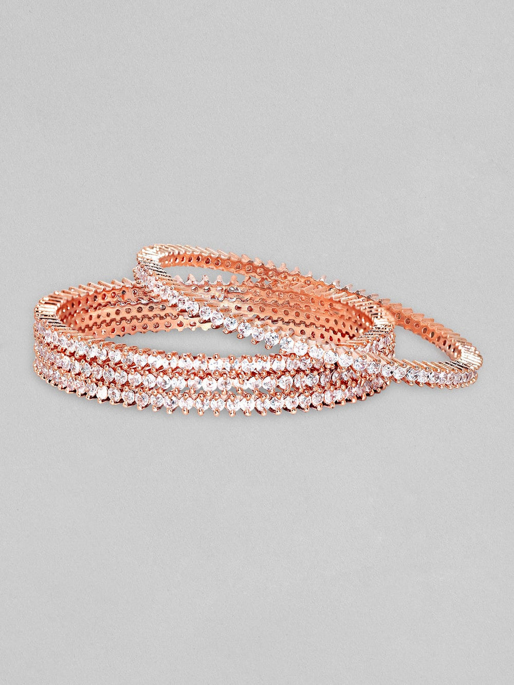 Rubans Set of 4 Women Rose Gold Plated Zirconia Stone Studded  Bangles Bangles & Bracelets