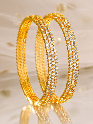 Rubans Set of 6, 22K Gold-Plated Cubic Zirconia Studded Handcrafted Premium Bangles Bangles & Bracelet