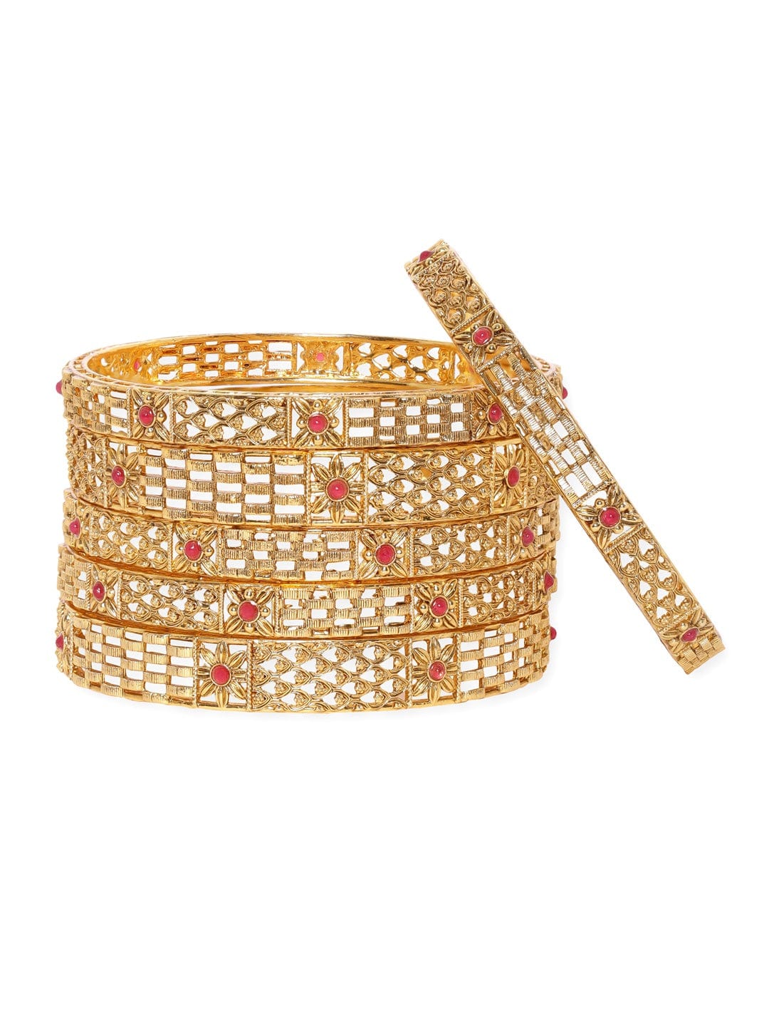 Rubans Set of 6, 22K Gold plated filigree handcrafted gold bangles  " Bangles & Bracelets