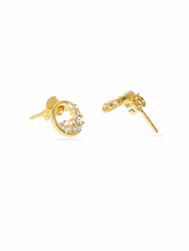 Rubans Silver 22k gold plated 325 starling silver zirconia studded contemporary Stud earring Earrings