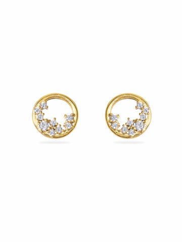 Rubans Silver 22k gold plated 325 starling silver zirconia studded contemporary Stud earring Earrings