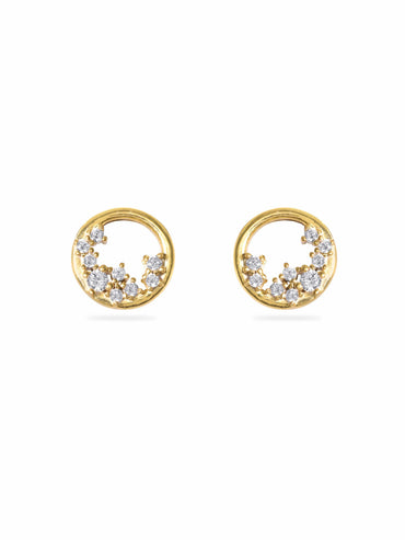 Rubans Silver 22k gold plated 325 starling silver zirconia studded contemporary Stud earring Earrings