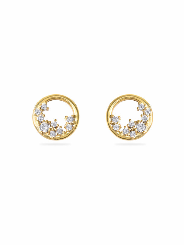 Rubans Silver 22k gold plated 325 starling silver zirconia studded contemporary Stud earring Earrings