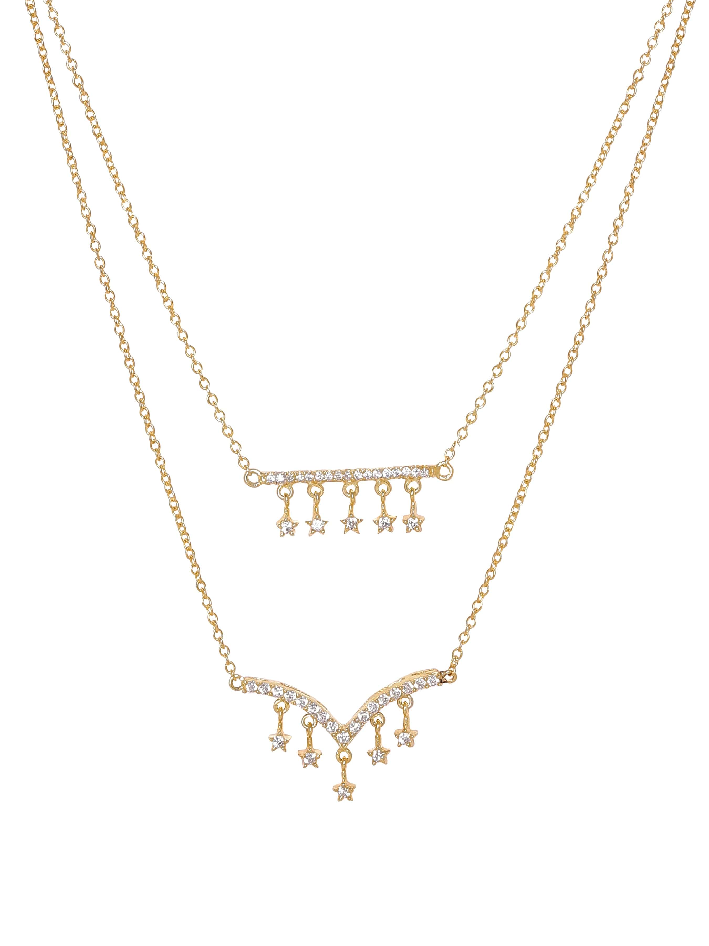 Double Layered 18k Gold Plated Crystal Pendant Necklace – Ettika