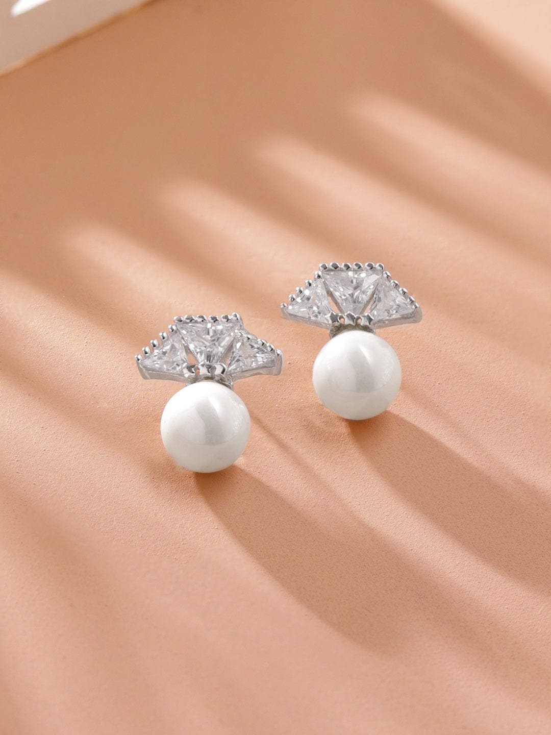 925 Sterling Silver Plated Pearl with Beaded Frame Stud Earrings - GREAT  AMERICAN JEWELRY ONLINE