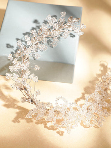 Rubans Silver Crystal Studded Tiara Hair Accessories