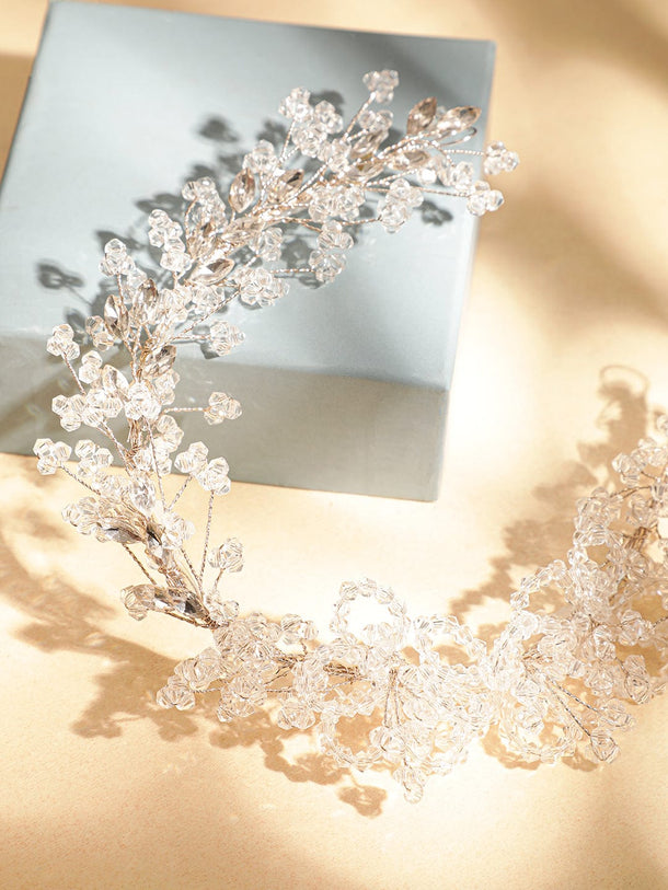 Rubans Silver Crystal Studded Tiara Hair Accessories