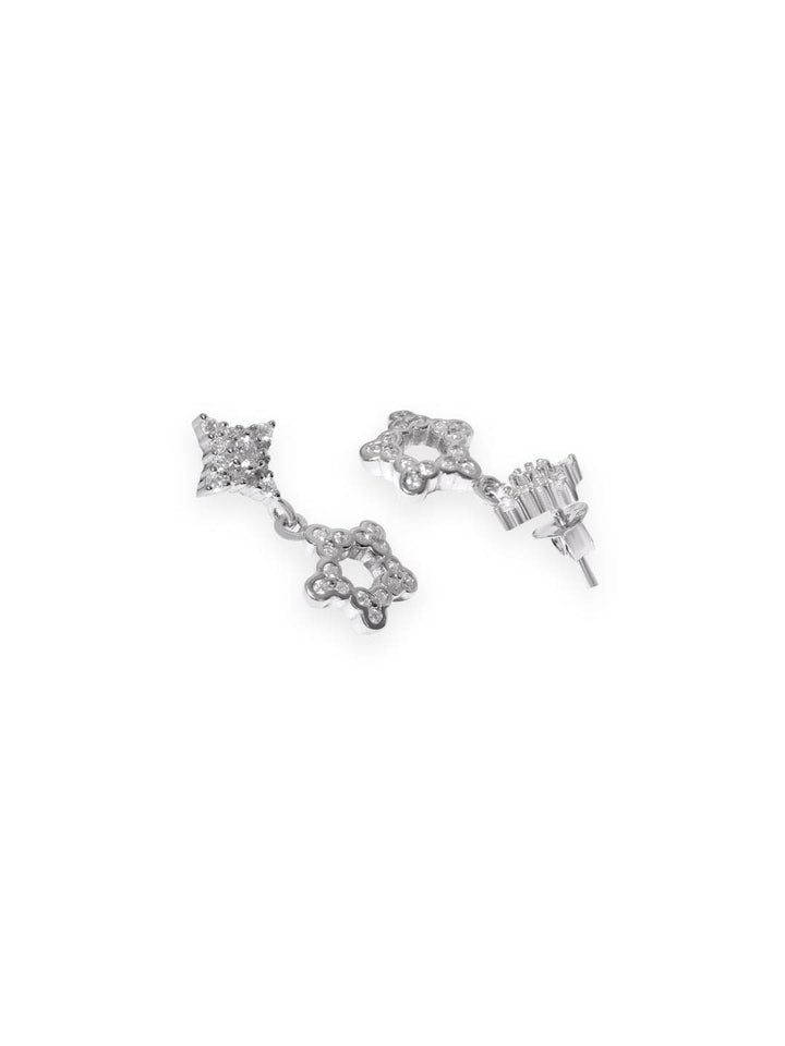 Rubans Silver Drop Earrings With Dazzling Ad Accent Earrings