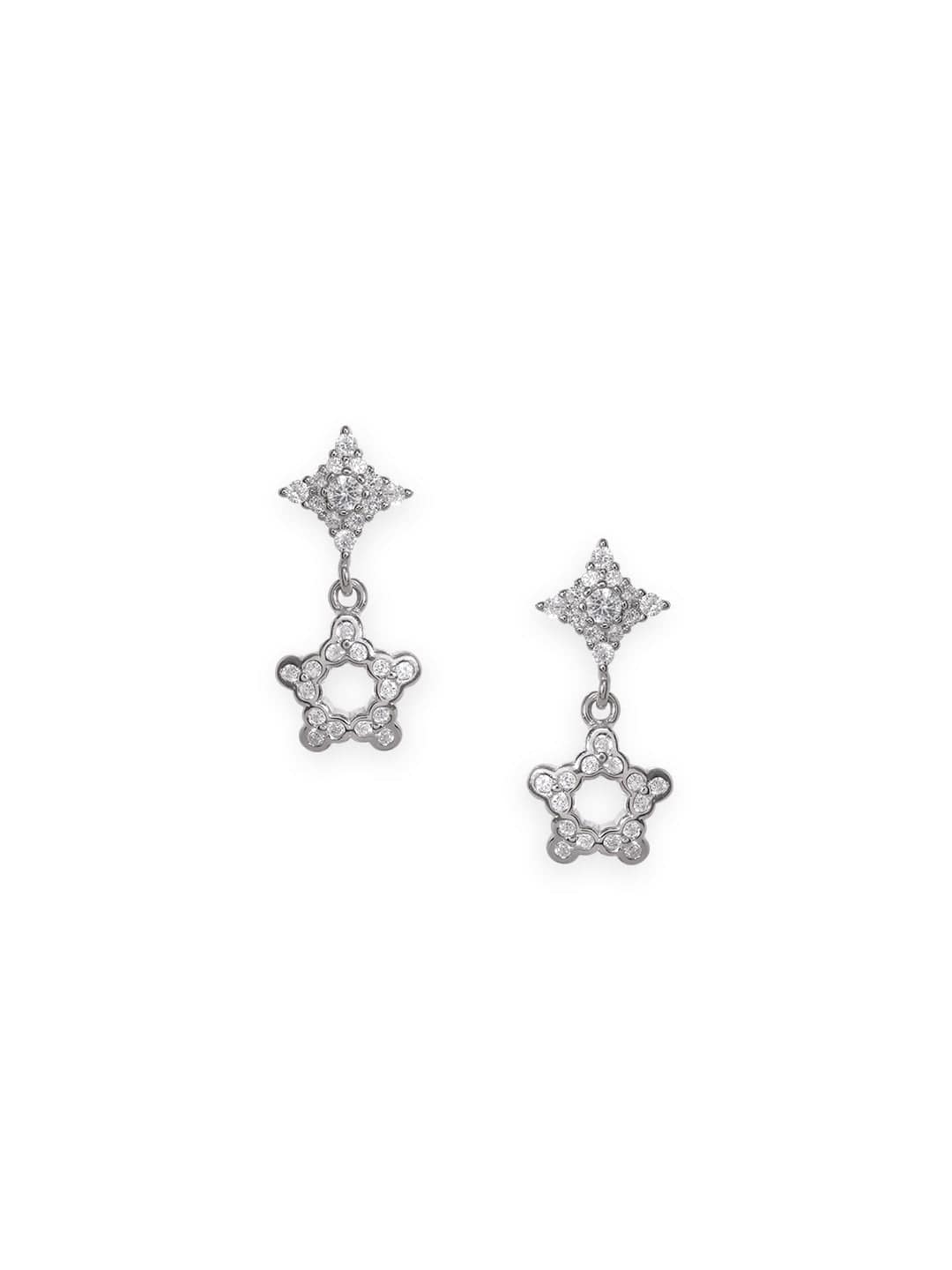 Rubans Silver Drop Earrings With Dazzling Ad Accent Earrings