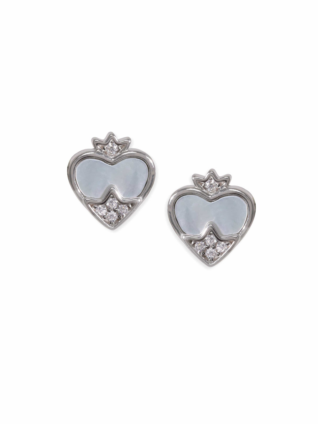 Rubans Silver Enchanting Love Heart-Shaped Silver Earrings Radiating Endearing Charm Earrings
