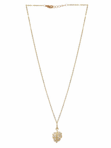 Rubans Silver Gold Plated CZ-Studded Pendant With Chain Necklace