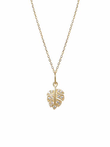 Rubans Silver Gold Plated CZ-Studded Pendant With Chain Necklace
