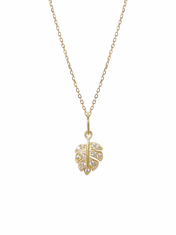 Rubans Silver Gold Plated CZ-Studded Pendant With Chain Necklace