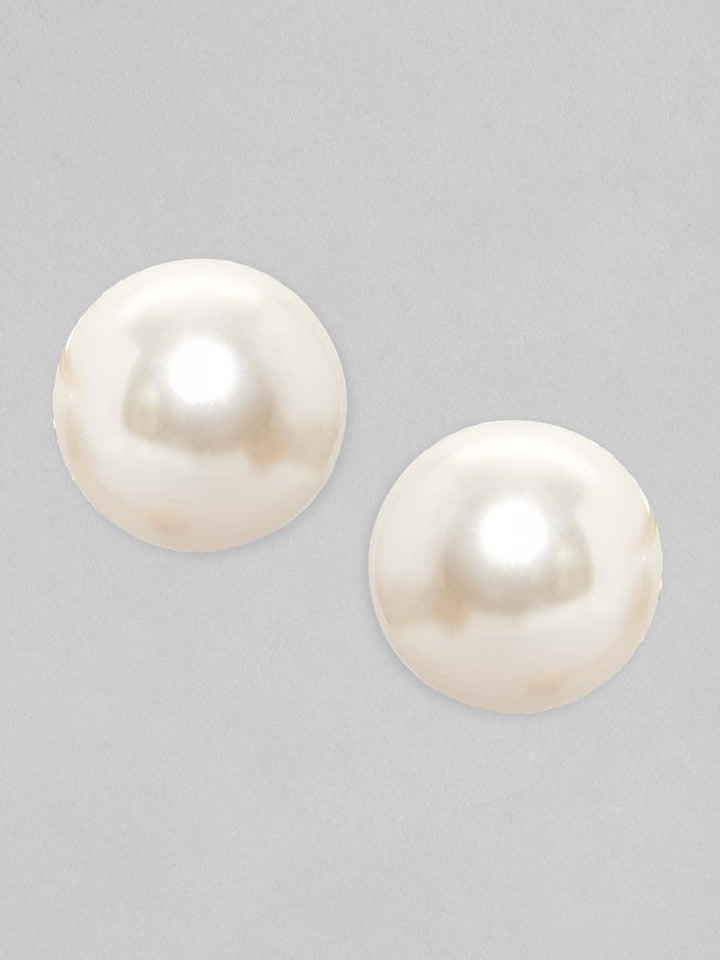 Rubans Silver Plated 20mm Pearl Stud Earring With Elegant Design Earrings