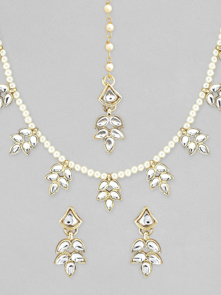 Rubans Silver-Plated AD Studded Necklace Set Necklace Set
