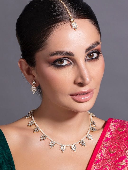 Rubans Silver-Plated AD Studded Necklace Set Necklaces, Necklace Sets, Chains & Mangalsutra