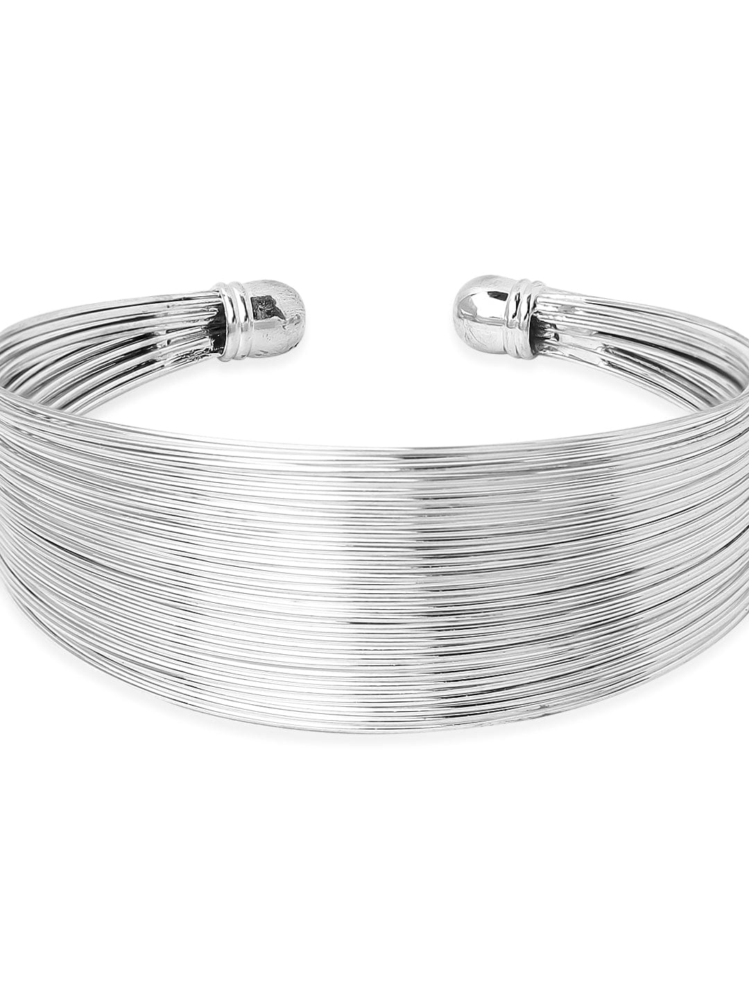 Rubans Silver-Plated Adjustable Textured Open Cuff Bracelet Bracelets